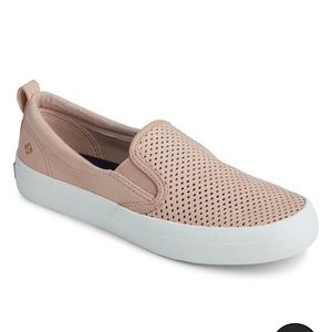 Sperry Womens Crest Twin Gore Perforated Slip-on Sneaker Rose Dust Size 9.5